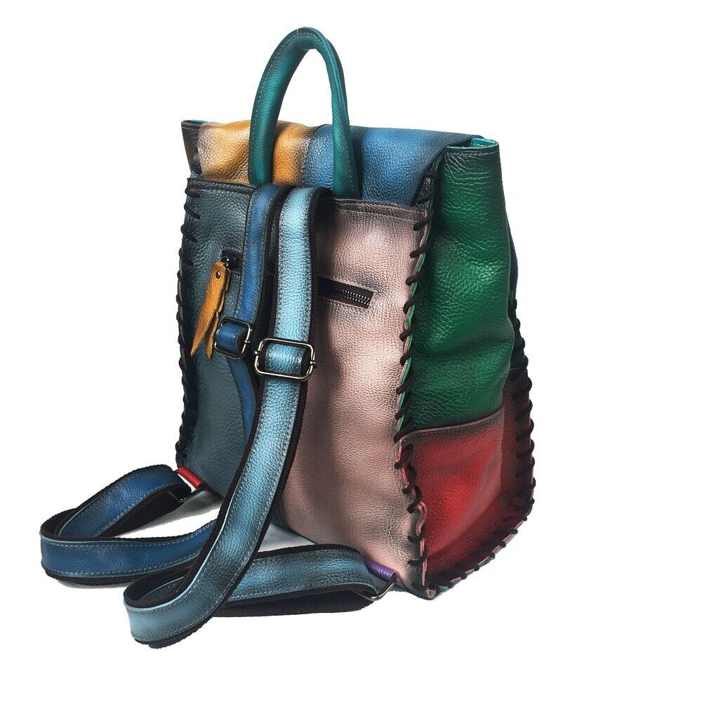 Top Cow Leather Women's Backpack, New Desinger Colorful Bag Travel Rucksack Bag