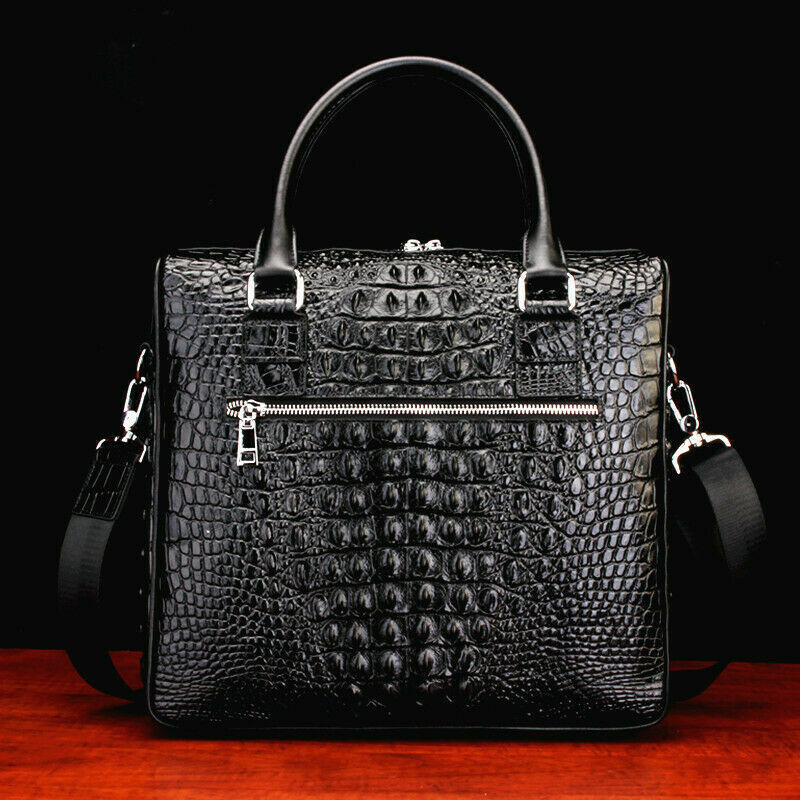 Top Cowhide Crocodile Alligator Embossed Men Business Briefcase Handbag Bag QR