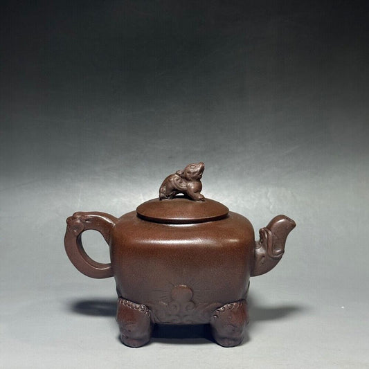 vintage chinese yixing purple clay teapot zisha ceremony carving Collectible art
