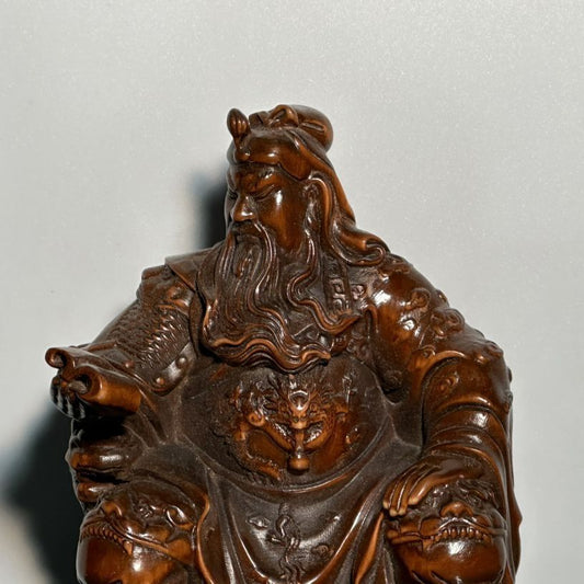 Vintage Antique Wood Carving Guan Yu Statues Ornament Wooden Sculpture Art Work