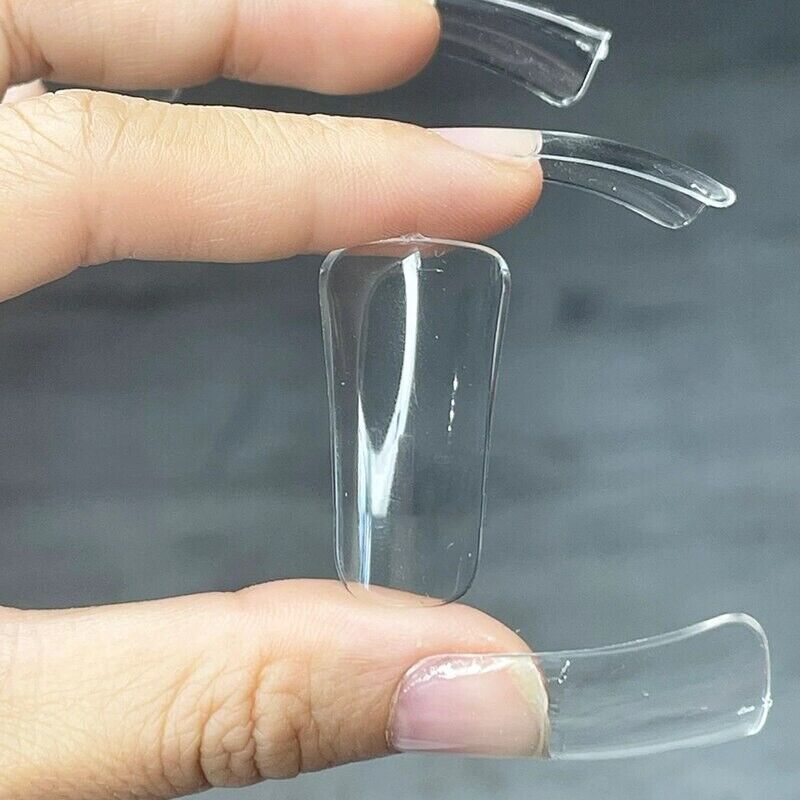Nail Tips 120Pcs Clear Duck Feet Acrylic Wide Flare Full Covers Extensions Tools