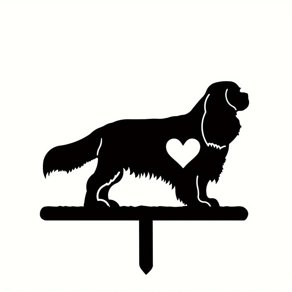 Dog Garden Stake Iron Art Silhouette Metal Yard Sign Courtyard Art Garden