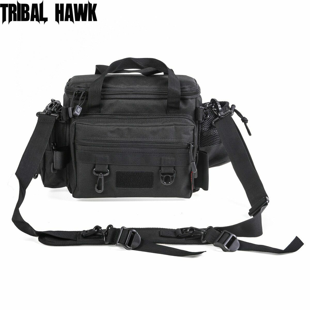 Multifunctional Fishing Tackle Shoulder Bag Hiking Waist Pack with Bottle Pouch