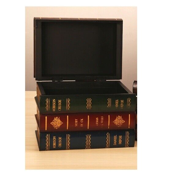 False Book Box Vintage Storage Props Jewelry Storage Wooden Antique Classic Bins