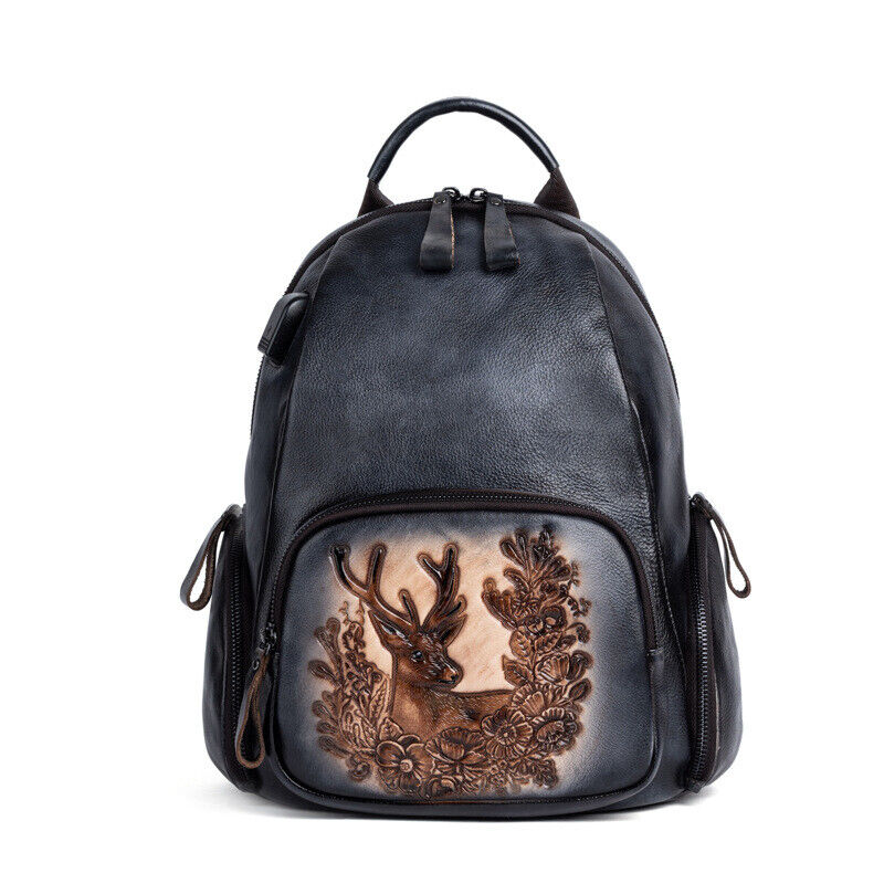 New Designer Women's Backpack, Top Real Leather Retro Travel Backpack School Bag