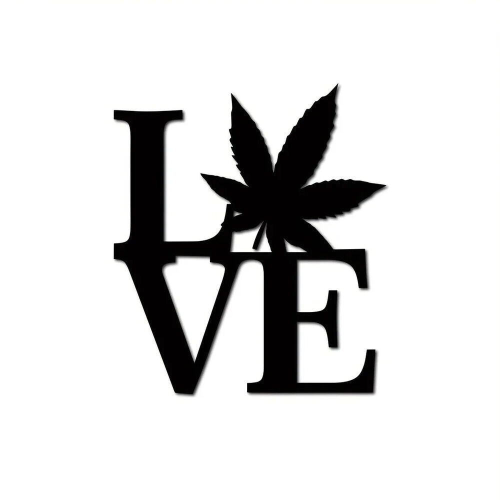 1pc Metal Marijuana Pot Leaf Art Wall Decor, Love Weed Metal Wall Decor, Metal