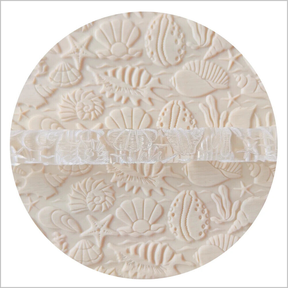 Rolling Pin Acrylic Shell Pearl Starfish DIY Clay Craft Texture Embossing Roller