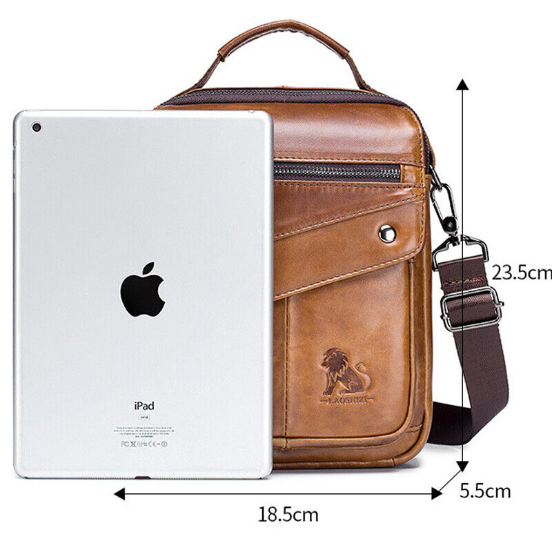 100% Genuine Leather Men's Sling Shoulder Bag Messenger Bag 8" Handbag Crossbody