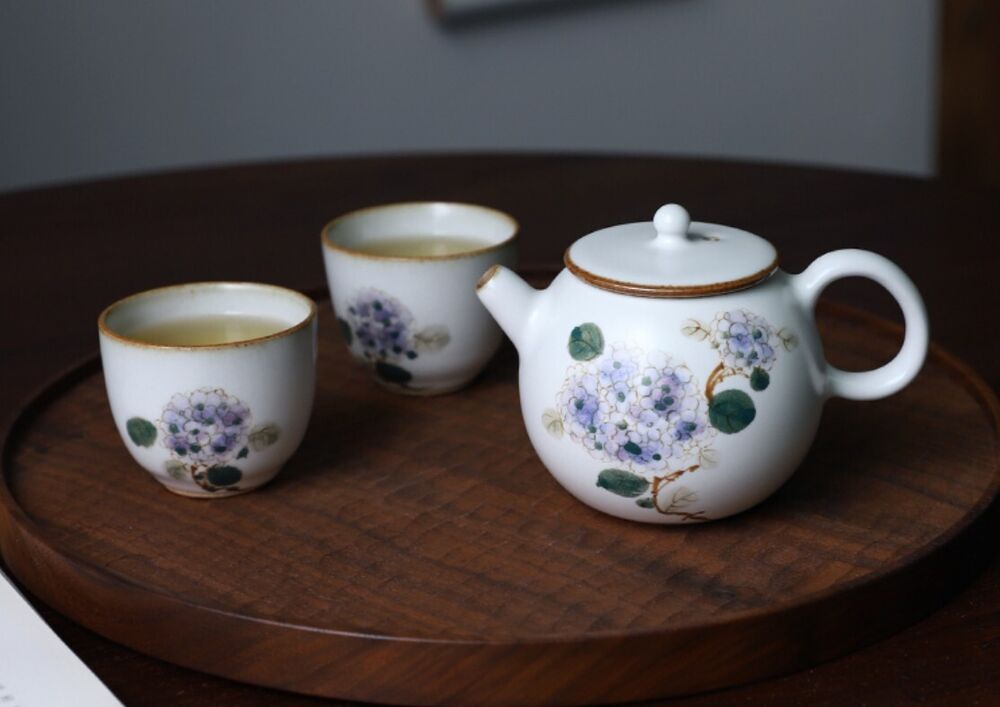 3pcs of one set China JingDeZhen master tea cup beauty Hydrangea ceramic cup