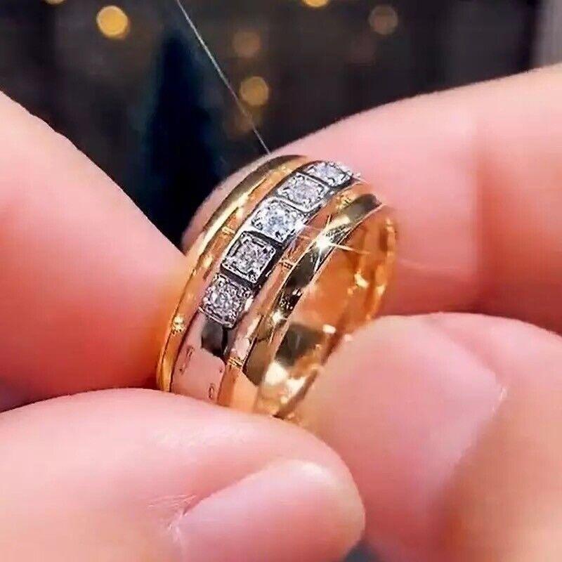 Anillos Sortijas Argollas De Compromiso Matrimonio Oro Para Mujer Hombres Unisex