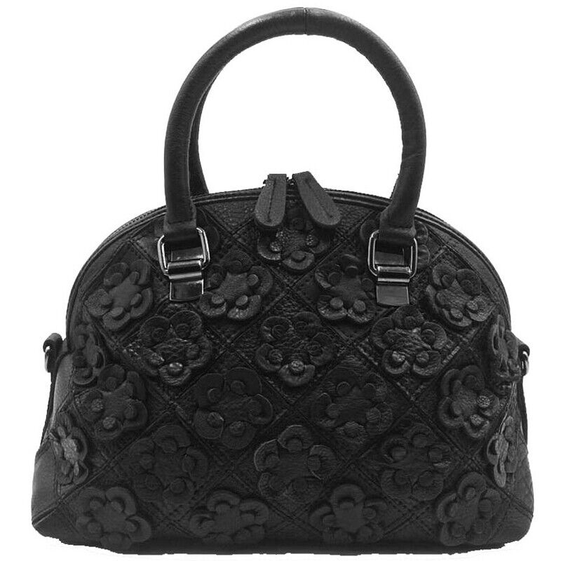 Designer Cow Leather Colorful Floral Patchwork Handbag Women's Tote Shoulder Bag