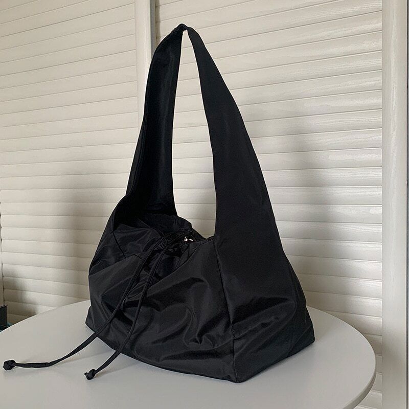 Women Bag Nylon Bucket Zipper Shoulder Bag Purses and Handbags Black Tote Bag