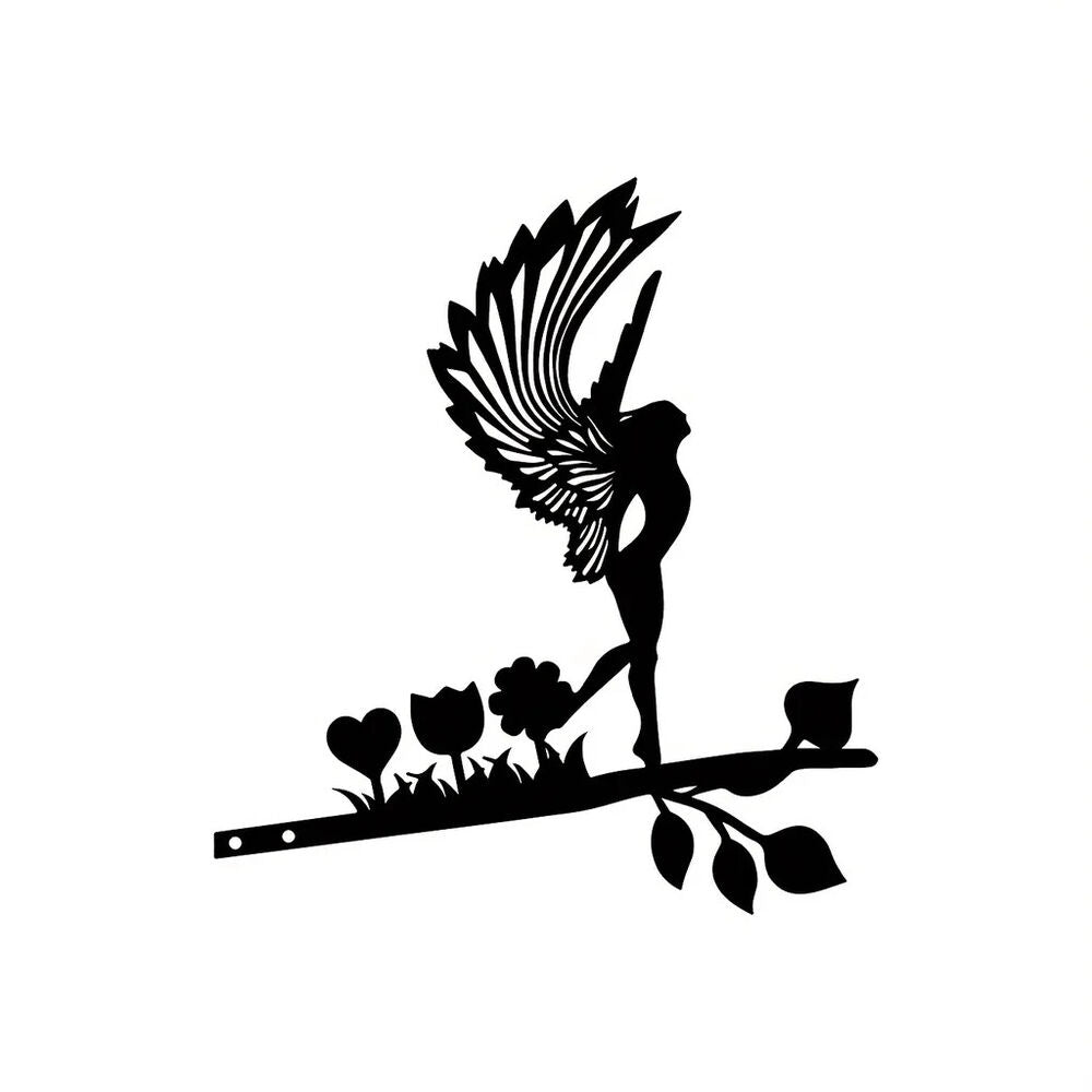 Elf On Branch Steel Silhouette Garden Yard Patio Outdoor Statue Stake
