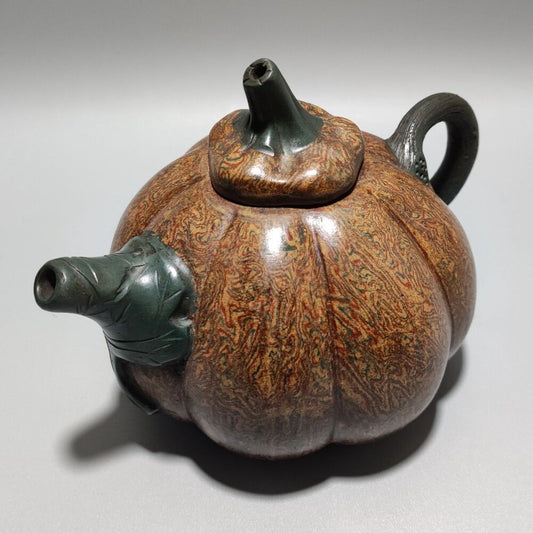 Vintage Chinese Yixing Purple Clay Teapot Zisha Ceremony Ceramic Pumpkin Teaware