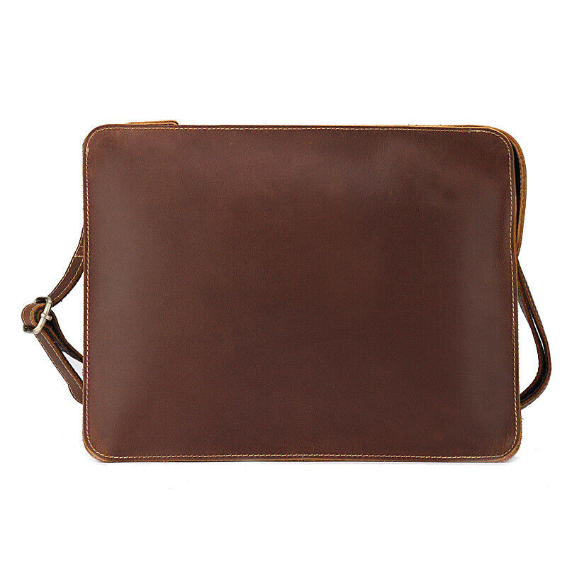 Crazy Horse Leather Business 12" Briefcase Mens Clutch Envelope Bag Shoulder Bag