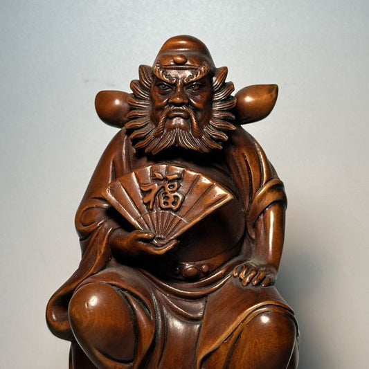 Vintage Chinese Boxwood Carving Figure Statue Ornaments Wooden Figurine Artwork