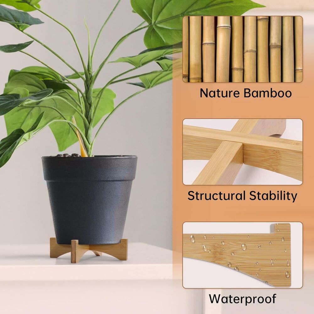 Bamboo Wood Plant Stand Pot Holder Home Office Decoration Indoor Outdoor Riser