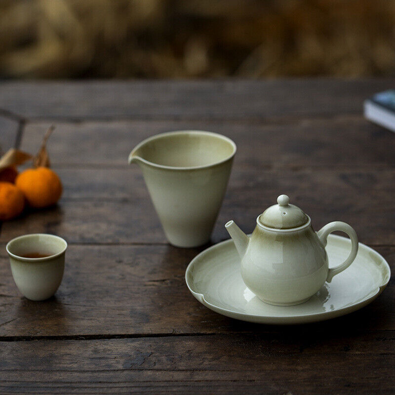 160ml Porcelain Tea Pot Pear Shaped Ball Infuser Holes Jingdezhen Handmade Pot