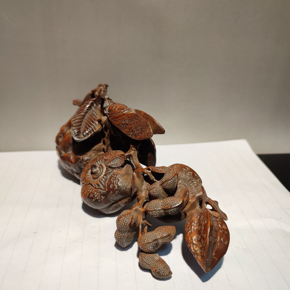 chinese wooden carving Cicada sculptures carved home decor peanut statue ancient
