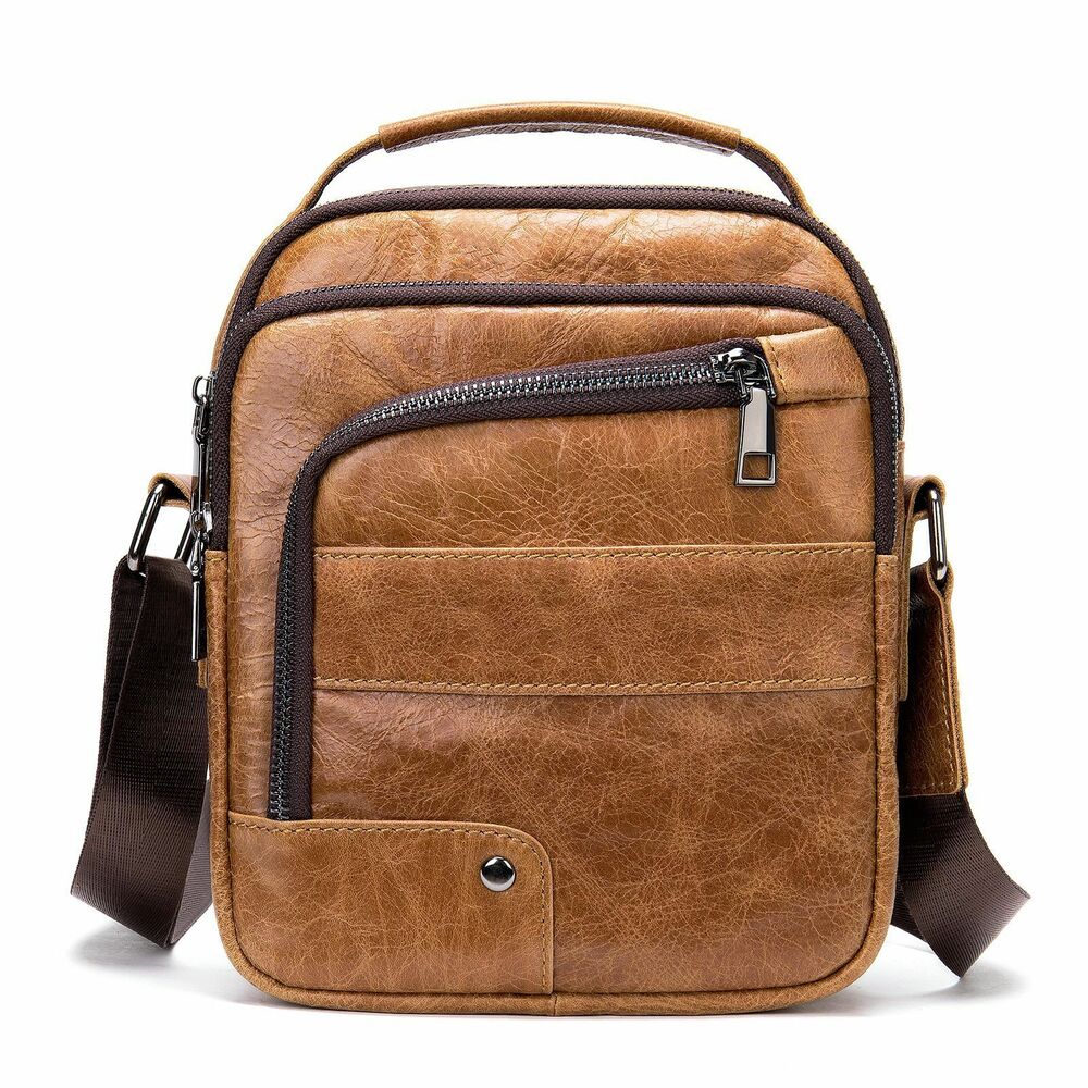100% Genuine Leather Men's Messenger/Shoulder Bag 8" Handbags Crossbody Bags