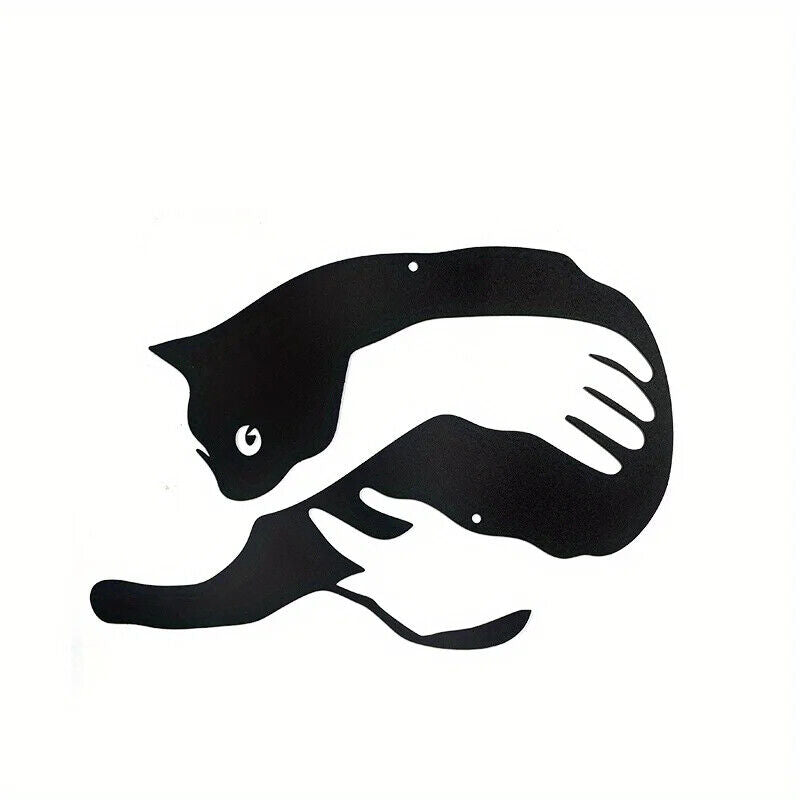 CIFBUY Black Metal Cat Wall Decoration, Modern Cat Silhouette Wall Art Sculpture