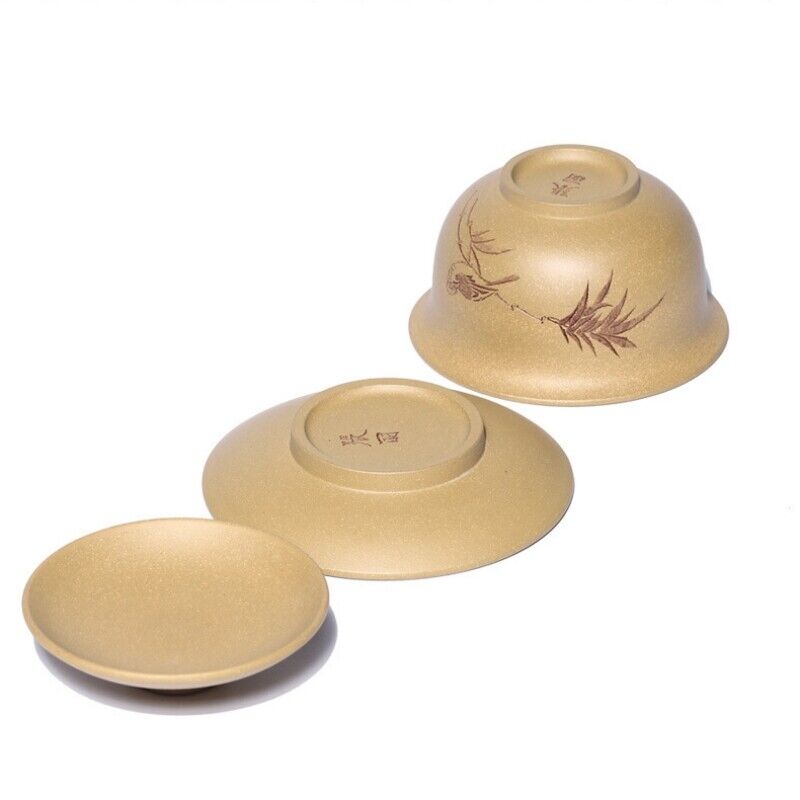 full handmade gaiwan real yixing zisha duan clay tureen hand carved bird 150ml