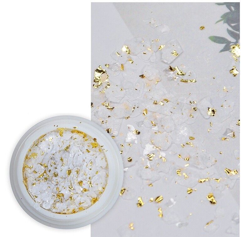 Nail Art Glitter Sequin 6Pcs Ultra-Thin Mica Powder Flakes With Gold Foil Slices