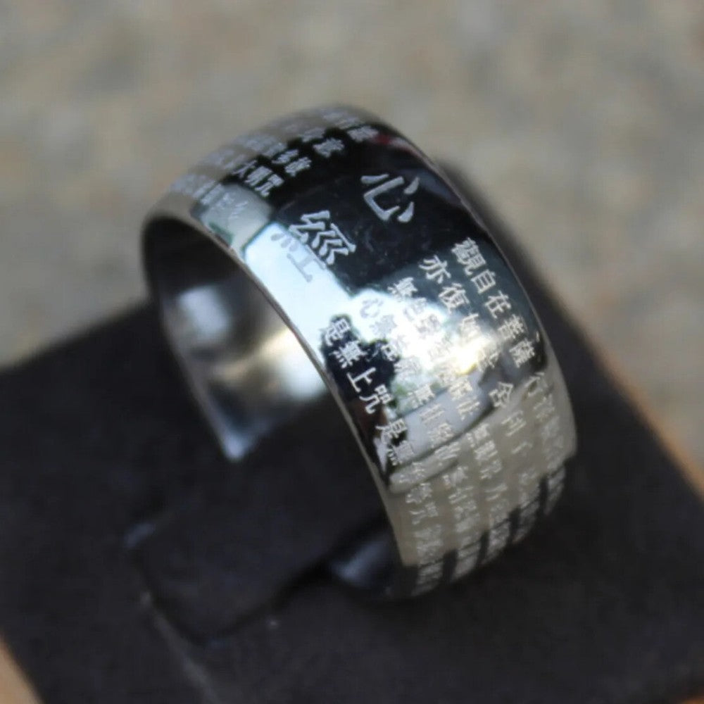 Buddhism Solomon Heart Sutra Buddha Ring Wicca Spell Wide Rings for Women Men