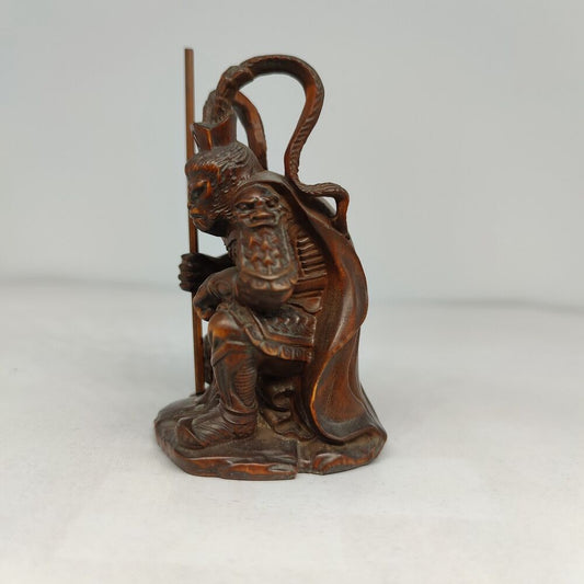 vintage Monkey King statue room decor sculpture wood carving carved child gift