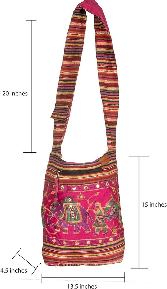 Handmade Pink Shoulder Bag Elephant Boho Bohemian Hippie Tote Beach Bag Gift