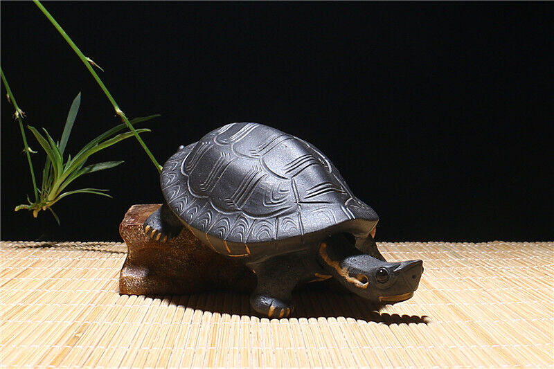 Handmade Artwork Turtle Statue Small Size Yixing Zisha Black Clay Decoration New
