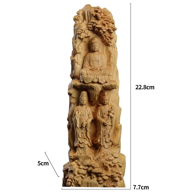 22cm Boxwood Real Wood Sculpture Feng Shui Sculpture God Buddha Home Décor Myth