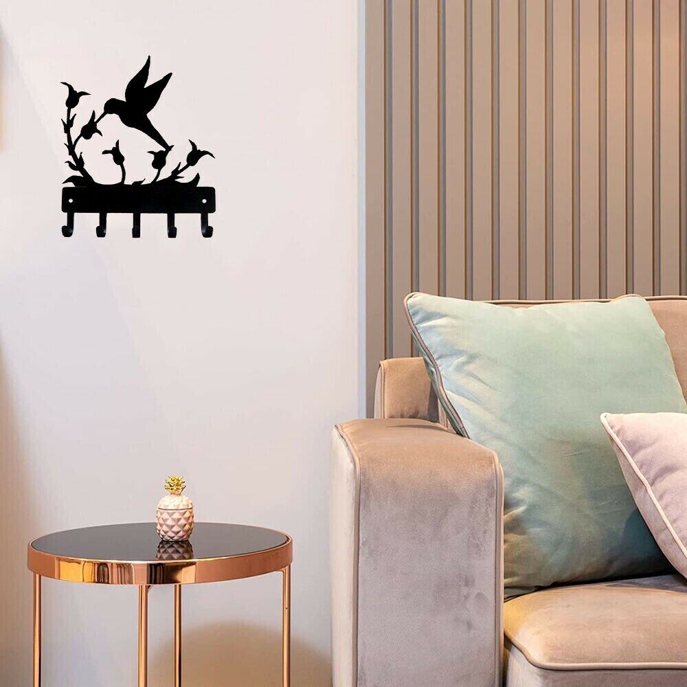 Wall Mounted Hook Up Hummingbird Key Rack Hanger Iron Crafts Rack Wall Art Decor
