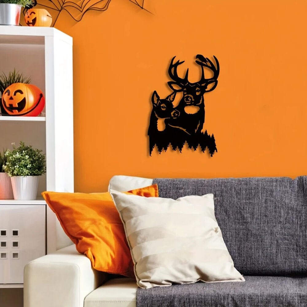 Deer Theme Decor Wall Art Decorations, Indoor Living Room Classic Room Decor