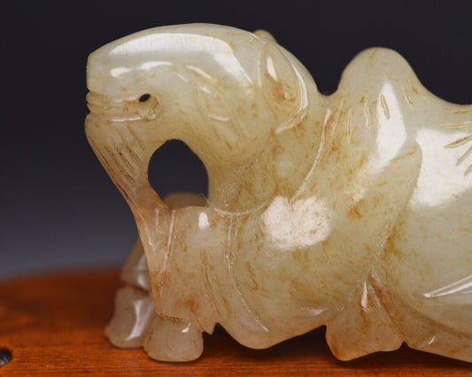 Chinese Old Natural Jade Hand Carved Hetian Jade Camel Figurine Statue Nice Art