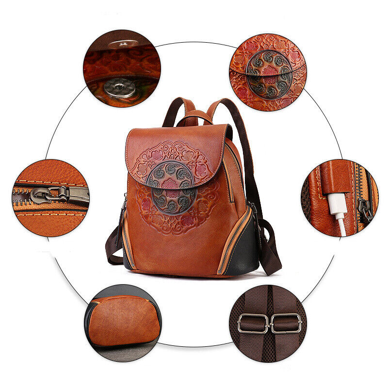 Luxury Women Bag, New Desinger Top Cow Leather Embossed Backpack, Retro Rucksack