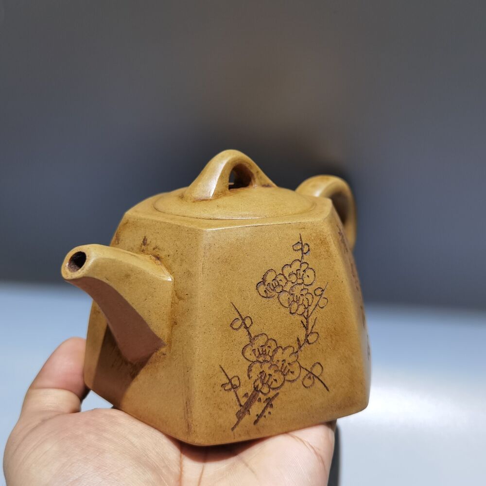 vintage chinese yixing purple clay teapot zisha ceramic bamboo plum blossom art