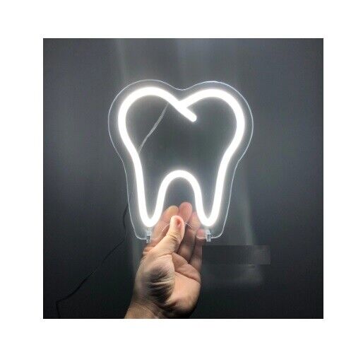 Neon Lights Tooth Signs LED Party Table Lamps Shop Window Art Room Decor 10x18cm