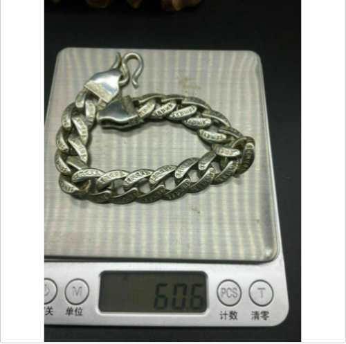 Asian old miao silver hand cast cool statue bracelet jewel gift
