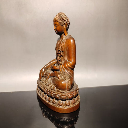 vintage Chinese Boxwood Wooden Statue carvings zen buddha home decor sculpture
