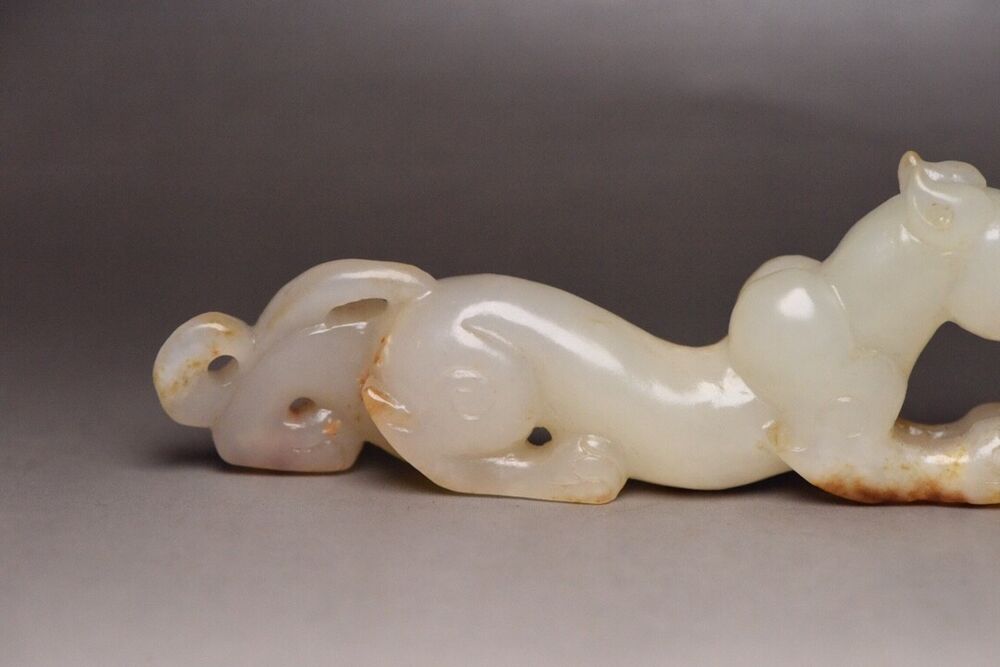 Chinese Hetian Jade Hand Carved Beast Statue Collection Exquisite Figurines Art