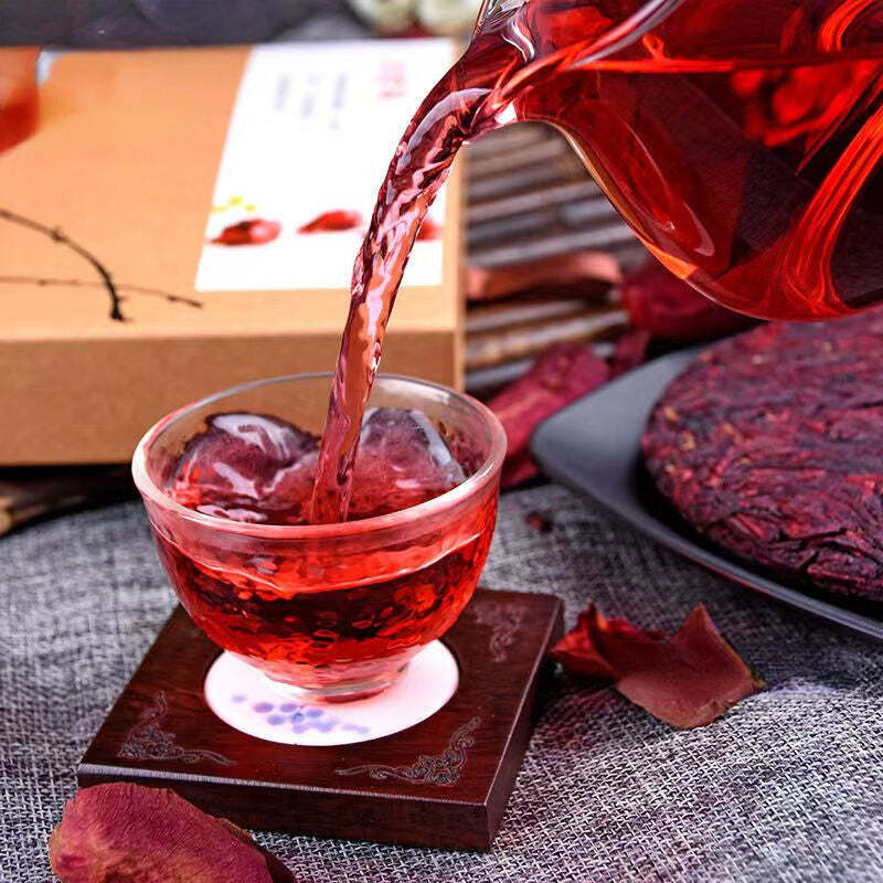 200g Rose Tea Cake Yunnan Specialties Flower Tea Chinese Organic Roselle Red Tea