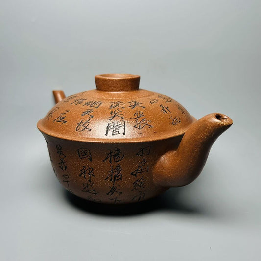 Vintage Chinese Yixing Purple Clay Teapot Zisha Ceremony Carving Collectible Art