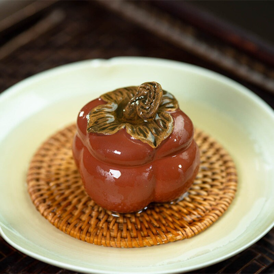 Purple Clay Teapet Persimmon from Yixing Tea Table Decoration
