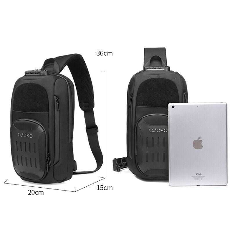 Men's Sling Backpack Oxford cloth Waterproof&Anti-theft Crossbody Sport Bags USB