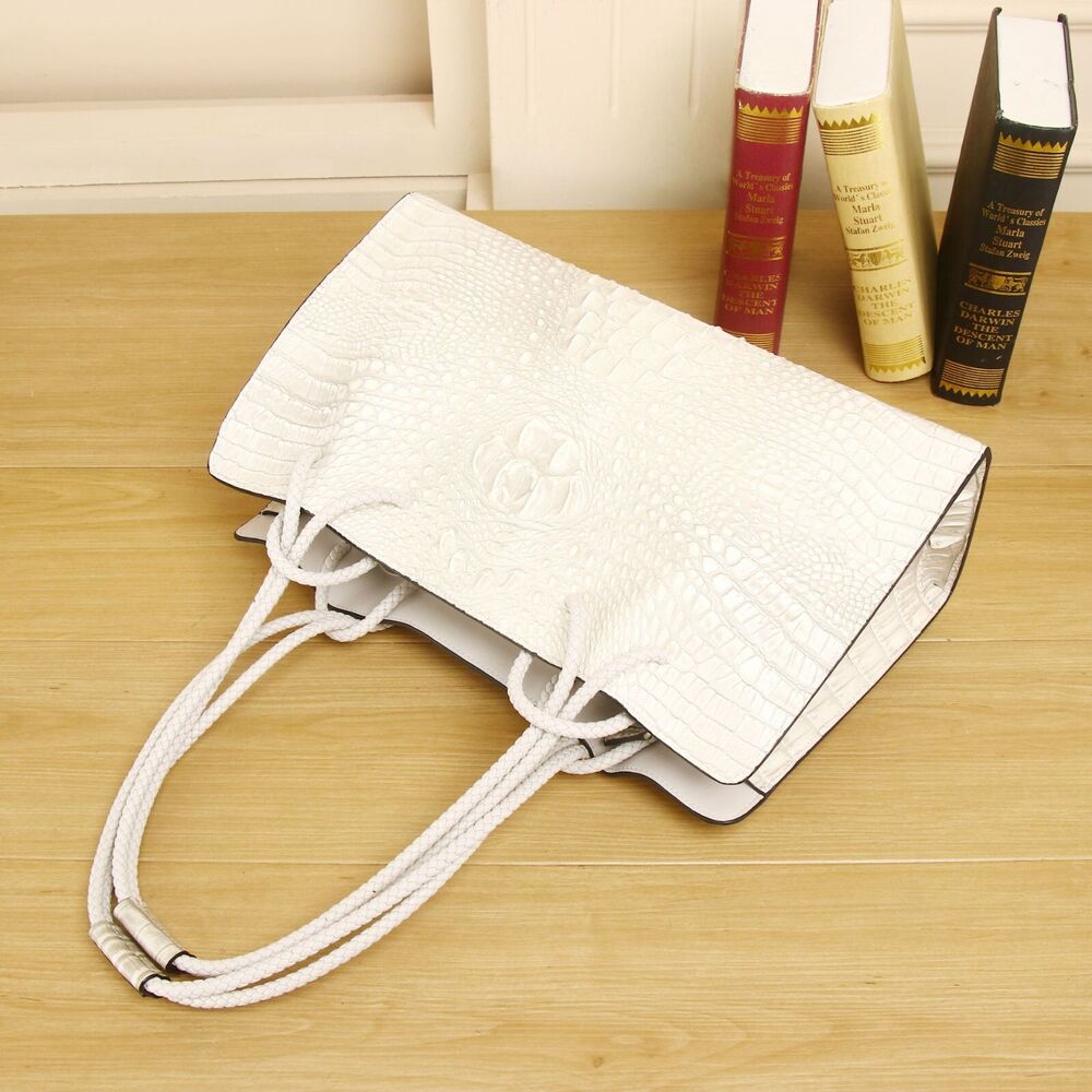 Top Cow Leather Women's luxury Handbag, Crocodile Print Shoulder Underarm Bag