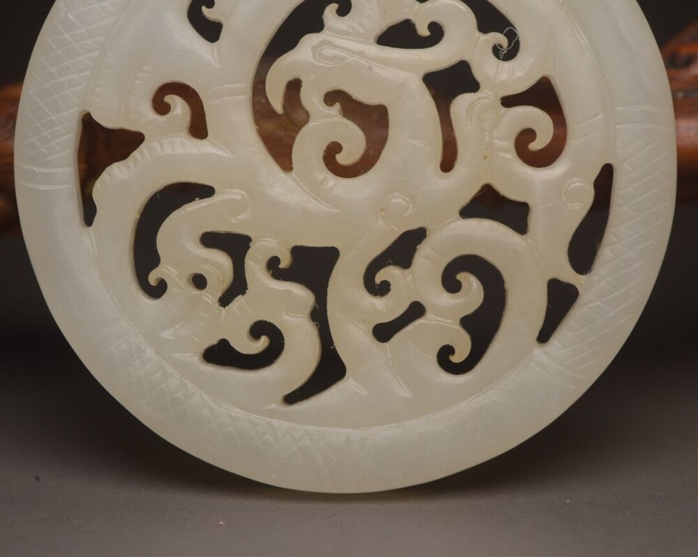 Antique Chinese Natural Hetian Jade Carving Phoenix Statue Exquisite Pendant Art
