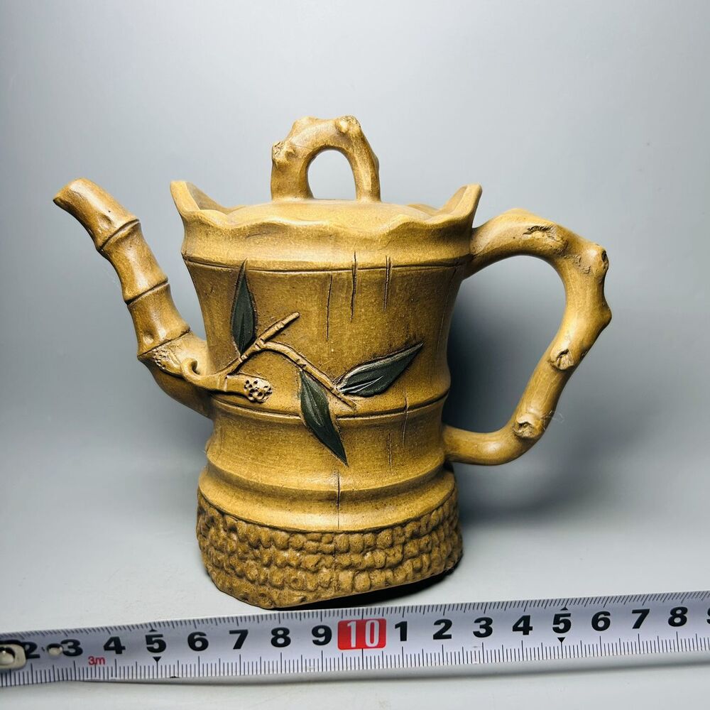 Vintage Chinese Yixing Purple Clay Teapot Zisha Ceremony Ceramic Bamboo Teaware