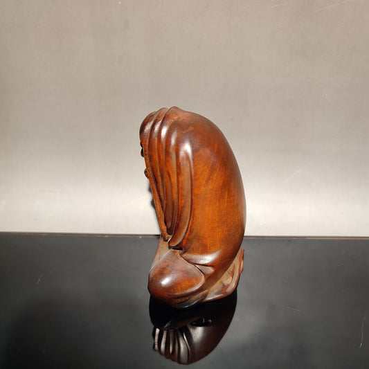 carved wooden zen praying buddha statue Portable mini small dharma Arhat wood