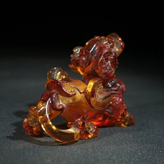 chinese beijing carved glass snuff bottle antique carving yellow dragon statue